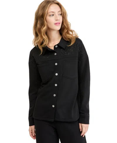And Now This Women's French Terry Embellished Top, Macy's Exclusive In Black
