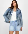 And Now This Women's Fringed Denim Jacket, Macy's Exclusive In Blue