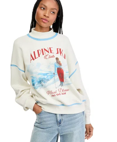 And Now This Women's Graphic Fleece Mock-neck Sweatshirt, Macy's Exclusive In Alpine Ski