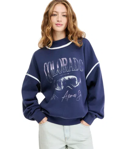 And Now This Women's Graphic Mock-neck Fleece Sweatshirt, Macy's Exclusive In Colorado