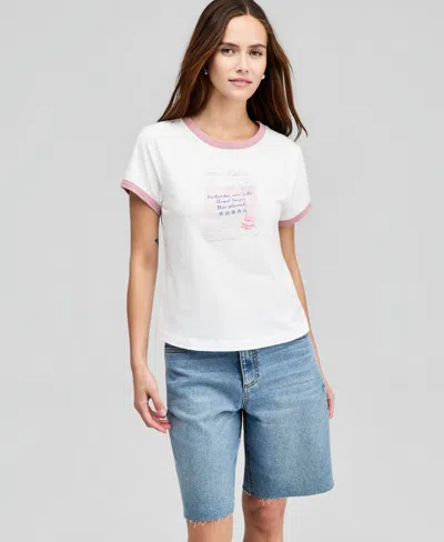 And Now This Women's Graphic Ringer T-shirt, Macy's Exclusive In White