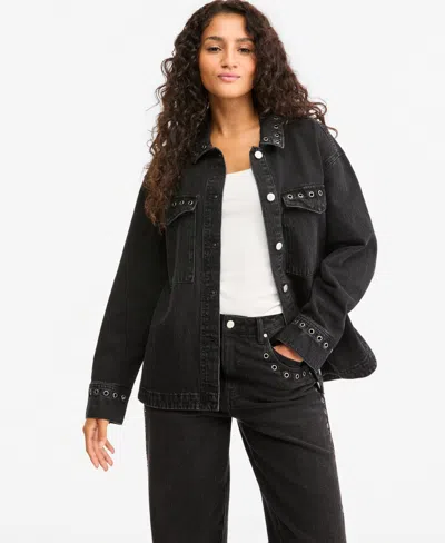 And Now This Women's Grommet Denim Jacket, Macy's Exclusive In Gray