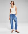 And Now This Women's High-rise Barrel-leg Jeans, Created For Macy's In Medium Wash