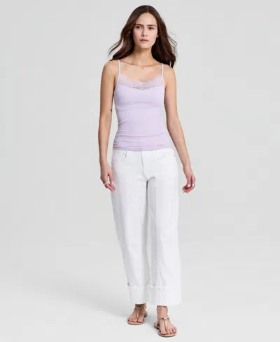 And Now This Women's High Rise Cuffed Wide-leg Jeans, Macy's Exclusive In White
