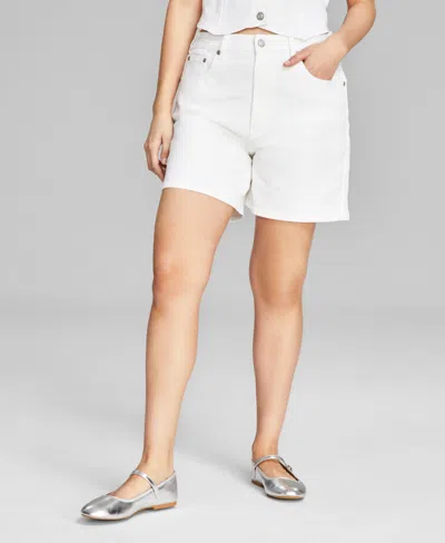 And Now This Women's High Rise Denim Shorts, Created For Macy's In White