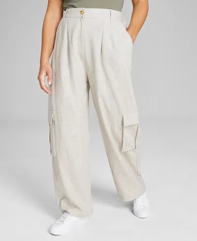 And Now This Women's High-rise Linen Blend Cargo Pants, Created For Macy's In Tan