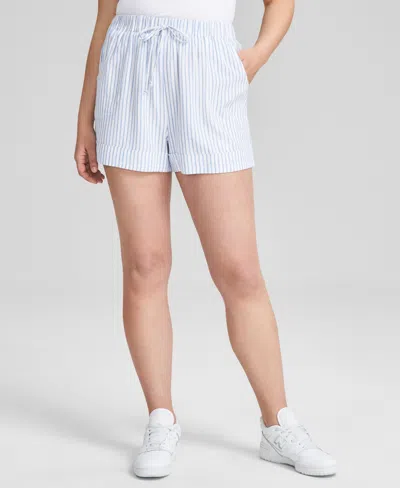 And Now This Women's High-rise Pull On Linen-blend Shorts, Created For Macy's In Chambray,w