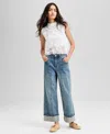 And Now This Now This Womens Cotton Floral Applique Sleeveless Top P Xxs 4x Exclusively At Macys In White