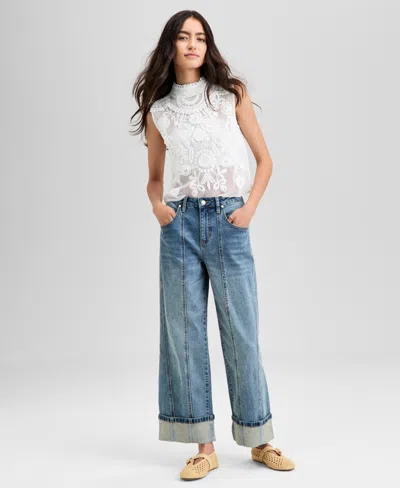 And Now This Women's High-rise Seamed Cuffed Jeans, Exclusively At Macy's In Blue