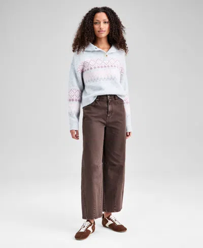 And Now This Women's High-rise Washed Barrel-leg Jeans, Exclusively At Macy's In Brown