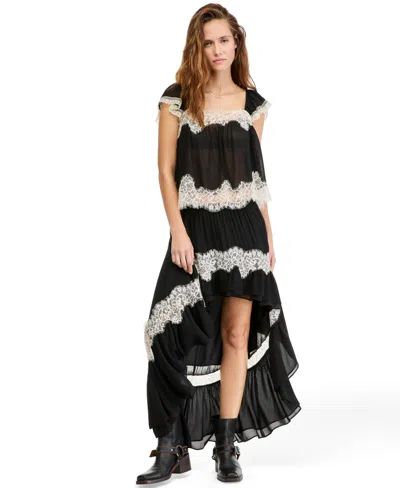 And Now This Women's High-low Lace-inset Skirt, Macy's Exclusive In Black
