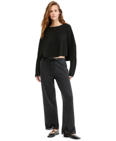 And Now This Women's High-rise Fleece Lace-trim Lounge Pants, Macy's Exclusive In Multi