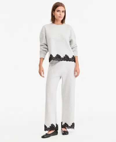 And Now This Women's High-rise Fleece Lace-trim Lounge Pants, Macy's Exclusive In Multi
