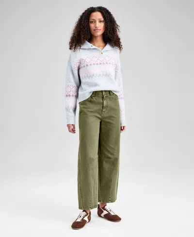 And Now This Women's High-rise Washed Barrel-leg Jeans, Exclusively At Macy's In Green