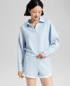 And Now This Women's Scuba Contrast-hem Pull-on Shorts, Exclusively At Macy's In Lt Blue
