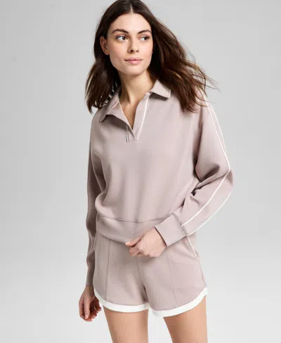 And Now This Women's Scuba Contrast-hem Pull-on Shorts, Exclusively At Macy's In Taupe