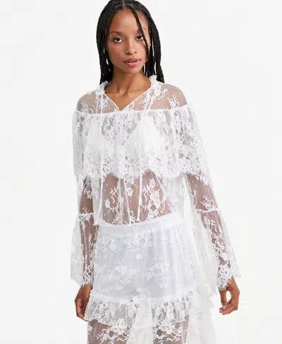 And Now This Women's Lace Bell-sleeve Cape Blouse, Macy's Exclusive In White