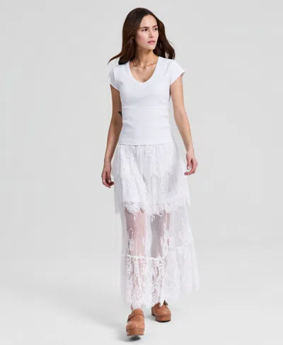 And Now This Women's Lace Tiered Maxi Skirt, Macy's Exclusive In White