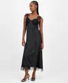 And Now This Women's Lace-trim Jacquard Slip Dress, Macy's Exclusive In Blue