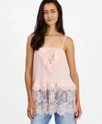 And Now This Women's Lace Trim Long Ruffle-trim Camisole, Macy's Exclusive In Sea Lily