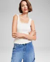 And Now This Women's Cotton Cropped Sweater Tank Top, Regular & Petites, Exclusively At Macy's In Bone