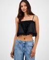 And Now This Women's Lace-trim Straight-neck Sleeveless Top, Macy's Exclusive In Black