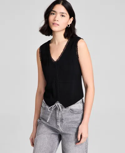 AND NOW THIS WOMEN'S LACE-TRIM V-NECK WOVEN VEST, EXCLUSIVELY AT MACY'S