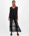 And Now This Women's Lace Velvet-trim Maxi Dress, Macy's Exclusive In Black