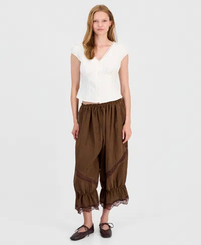 And Now This Women's Lace-trim Balloon Pants, Macy's Exclusive In Brown
