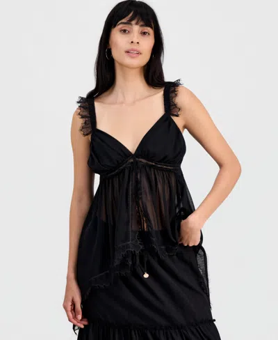 And Now This Women's Lace-trim Handkerchief-hem Tank Top, Macy's Exclusive In Black