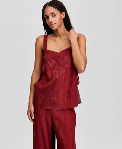 And Now This Women's Lace-trim Side-tie Tank Top, Macy's Exclusive In Red