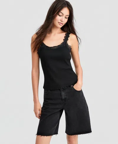 And Now This Women's Lace-trim Tank Top, Macy's Exclusive In Black
