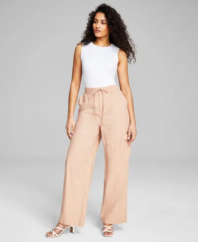 And Now This Women's Linen Blend Cargo Pants, Created For Macy's In Pecan