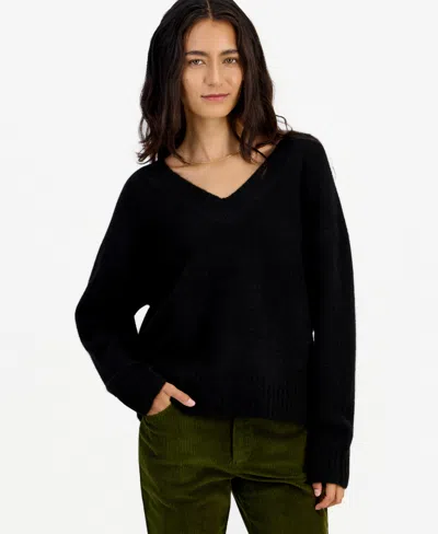 And Now This Women's Marled Long-sleeve V-neck Pullover, Macy's Exclusive In Black
