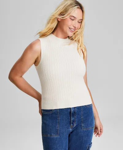 And Now This Women's Mock Neck Cable-knit Sweater Vest, Created For Macy's In Palomino