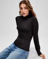 And Now This Women's Mock-neck Jersey Long-sleeve Top, Macy's Exclusive In Black