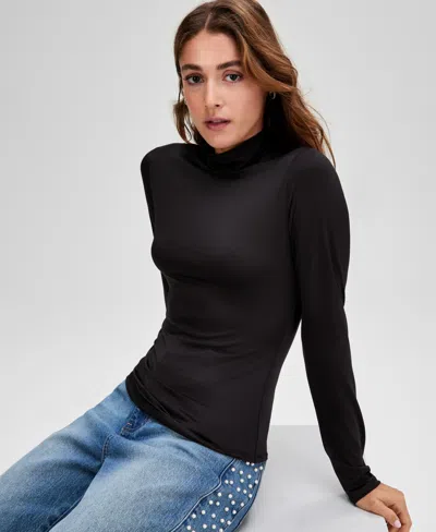 And Now This Women's Mock-neck Jersey Long-sleeve Top, Macy's Exclusive In Black
