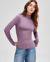And Now This Women's Mock-neck Jersey Long-sleeve Top, Macy's Exclusive In Purple