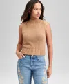 And Now This Women's Mock-neck Sleeveless Sweater Top, Exclusively At Macy's In Neutral