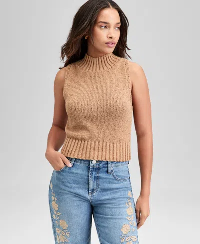 And Now This Women's Mock-neck Sleeveless Sweater Top, Exclusively At Macy's In Brown
