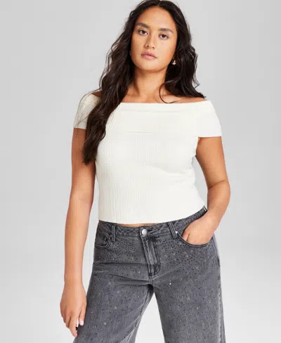 And Now This Women's Cotton Cropped Sweater Tank Top, Regular & Petites, Exclusively At Macy's In White,indigo Batik