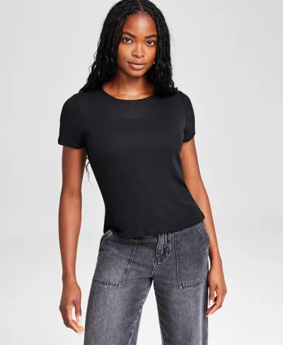 And Now This Women's Onion-skin Double Layered Crewneck Top, Created For Macy's In Black