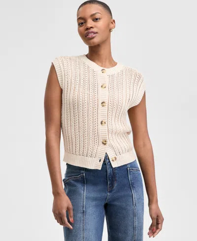 And Now This Women's Open-knit Button-front Cardigan Sweater, Exclusively At Macy's In White