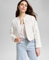 And Now This Women's Open Ladder-trim Tie-neck Jacket In B431 Cream