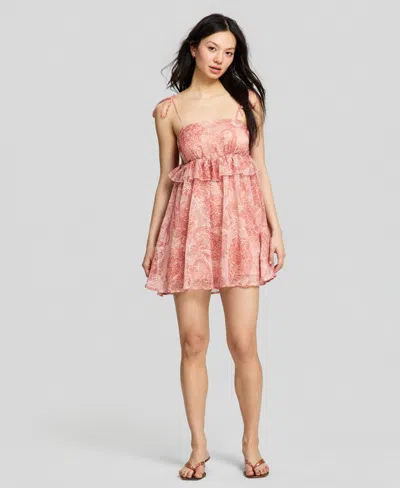 And Now This Women's Paisley Ruffle Mini Dress, Macy's Exclusive In Pink