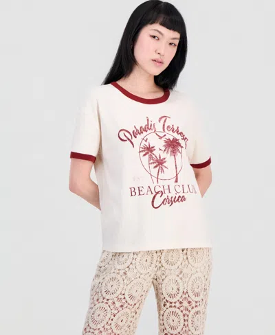 And Now This Women's Paradis Terrestre Ringer Tee, Macy's Exclusive In Neutral