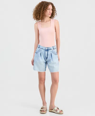 And Now This Women's Pleated Denim Shorts, Macy's Exclusive In Multi