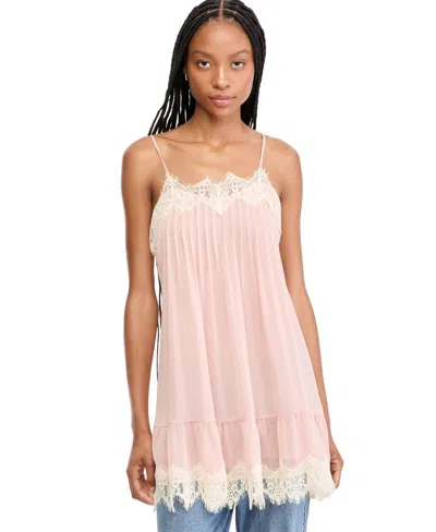 And Now This Women's Pleated Lace-trim Sleeveless Tunic, Macy's Exclusive In Rose Dust