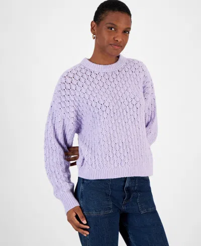 And Now This Women's Pointelle Knit Crewneck Sweater, Created For Macy's In Calla Lily