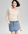 And Now This Women's Pointelle-knit Scoop-neck Cardigan, Exclusively At Macy's In Ivory